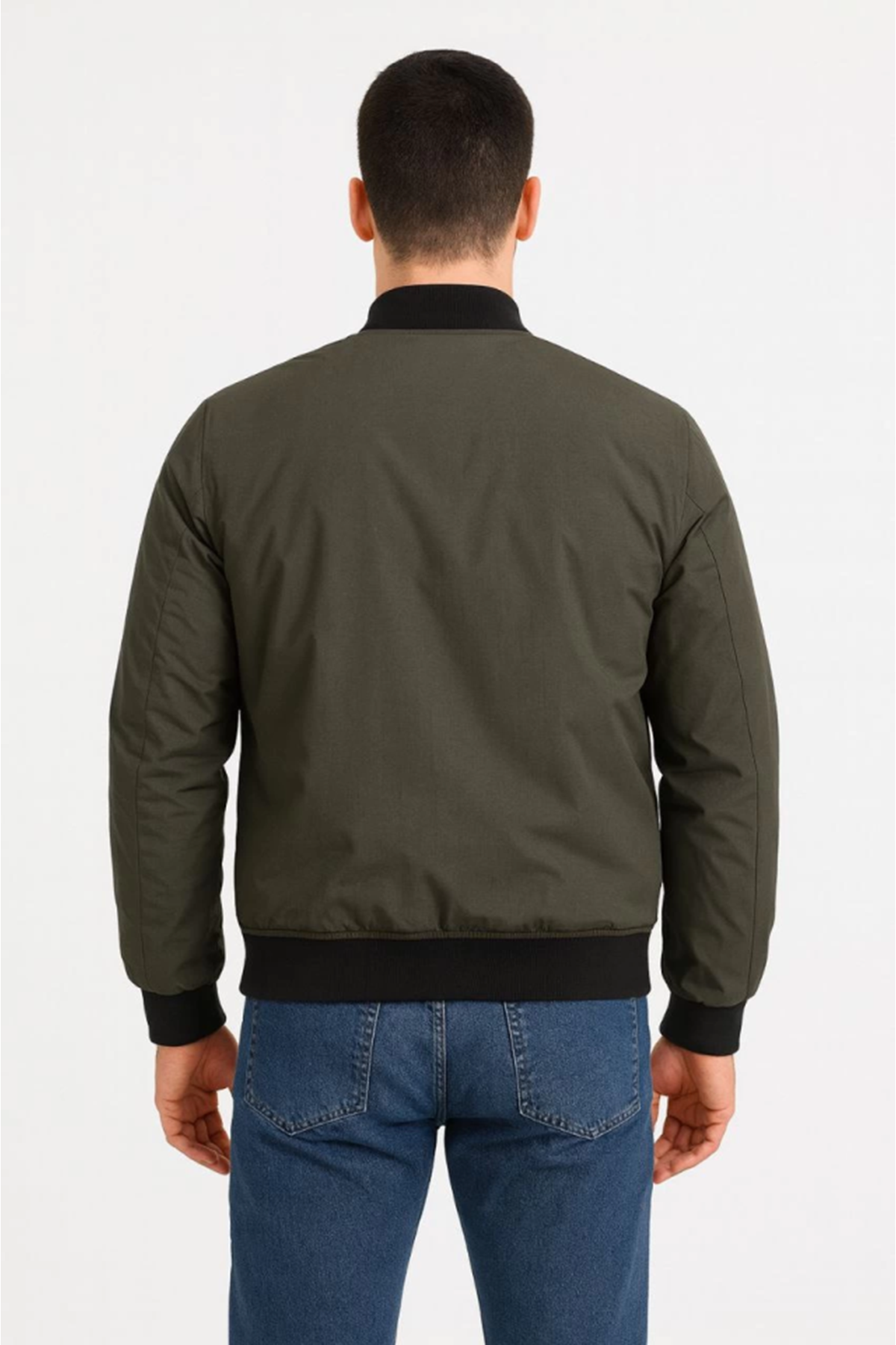 Erkek Içi Astarlı Fermuarlı Bomber Mont Ceket - Haki