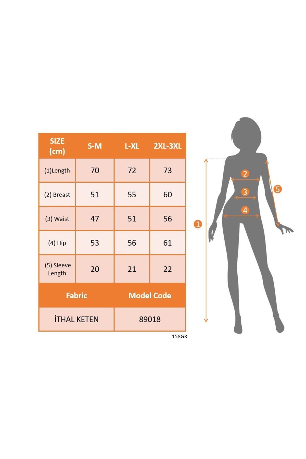 Kadın Kısa Kollu çentikli V Düğme Detaylı V Yaka önden Pileli Ithal Keten Bluz