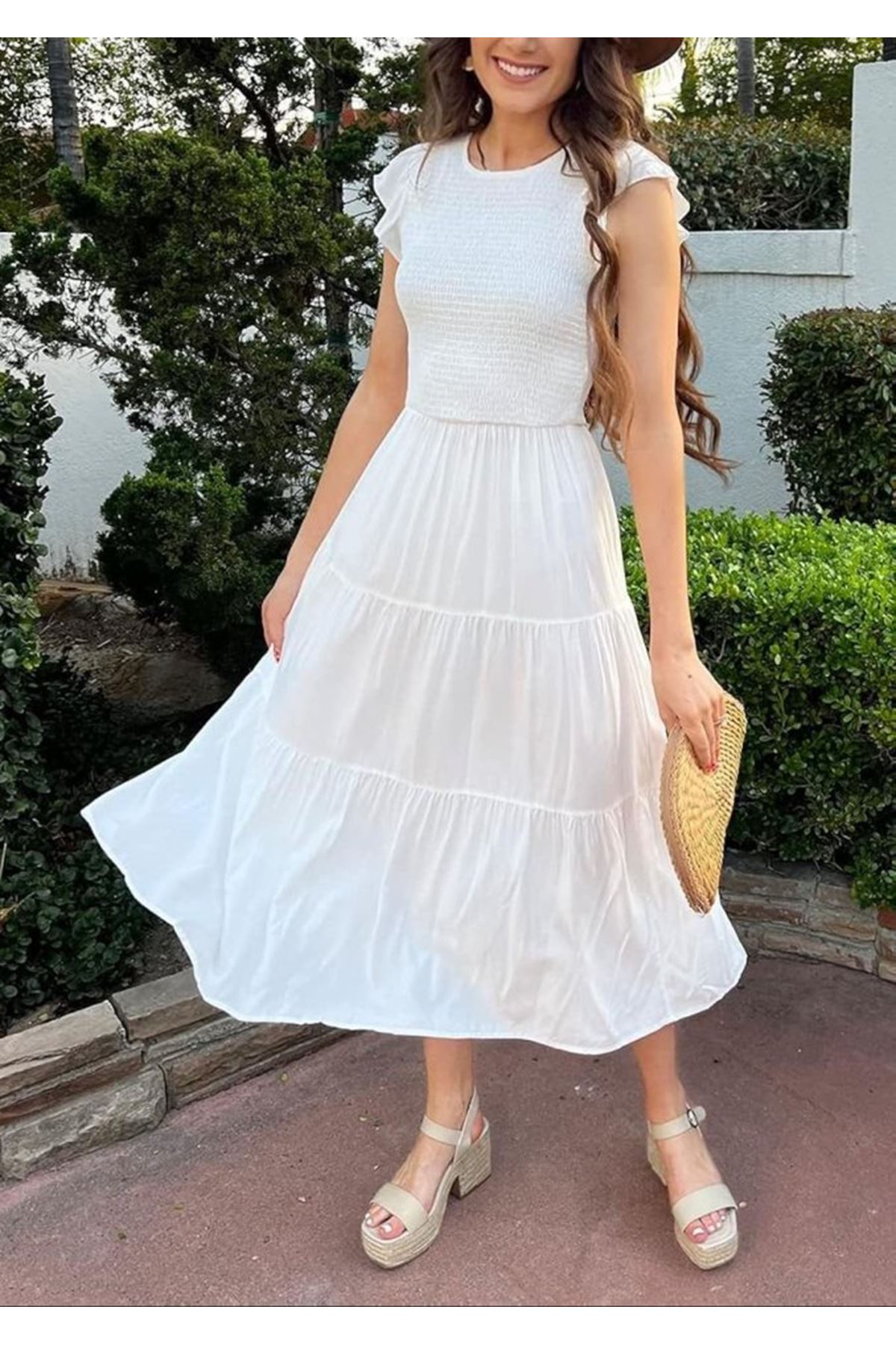 Kadın Kısa Kollu Kolları Volanlı Gipeli Aerobin Elbise