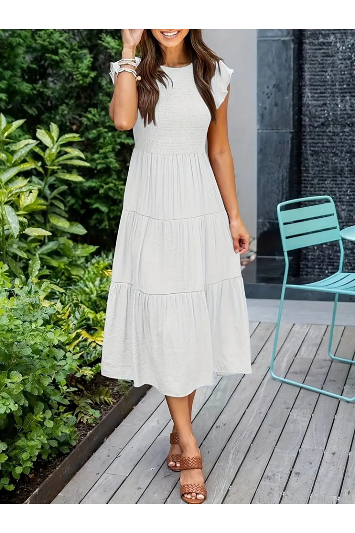 Kadın Kısa Kollu Kolları Volanlı Gipeli Aerobin Elbise