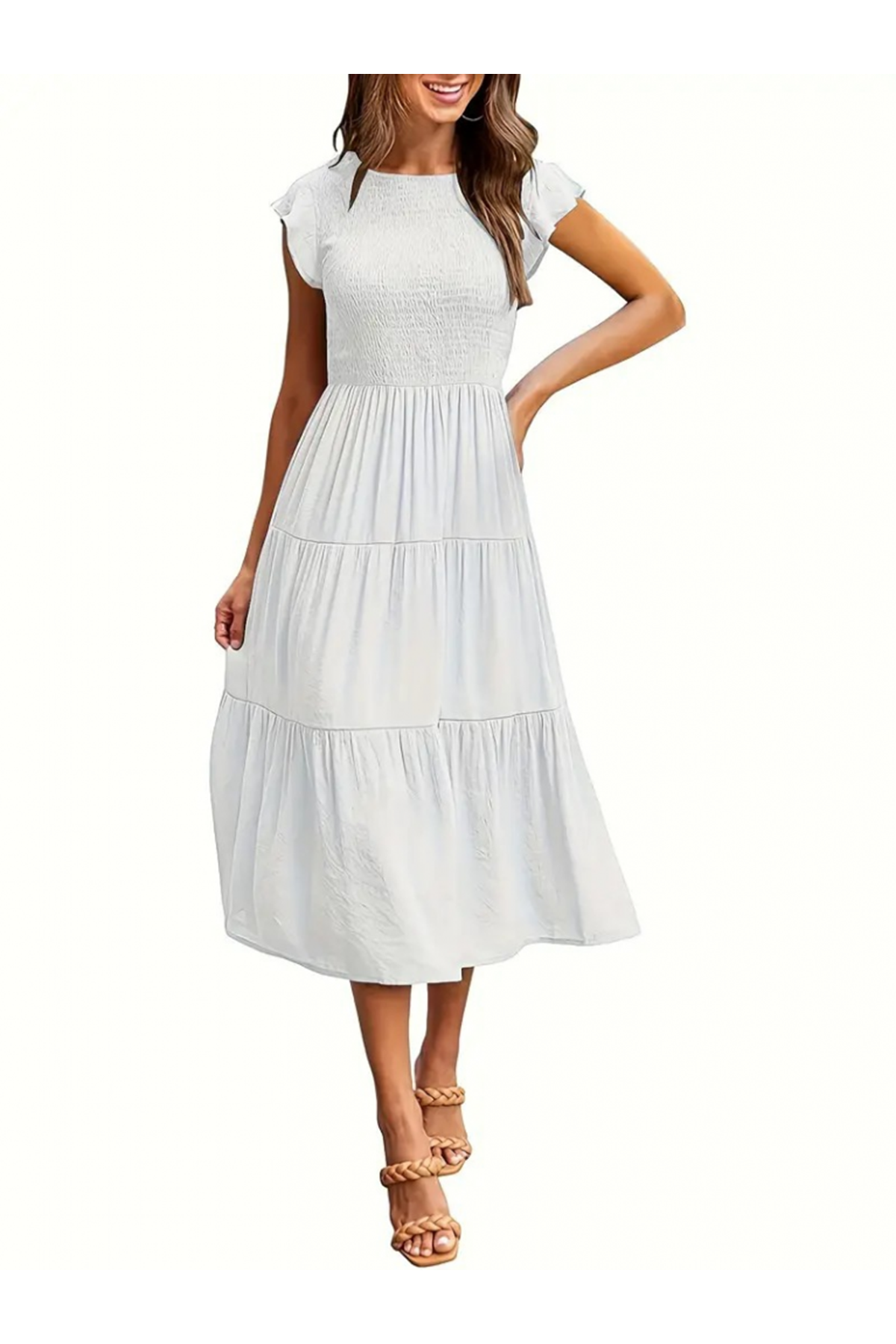 Kadın Kısa Kollu Kolları Volanlı Gipeli Aerobin Elbise