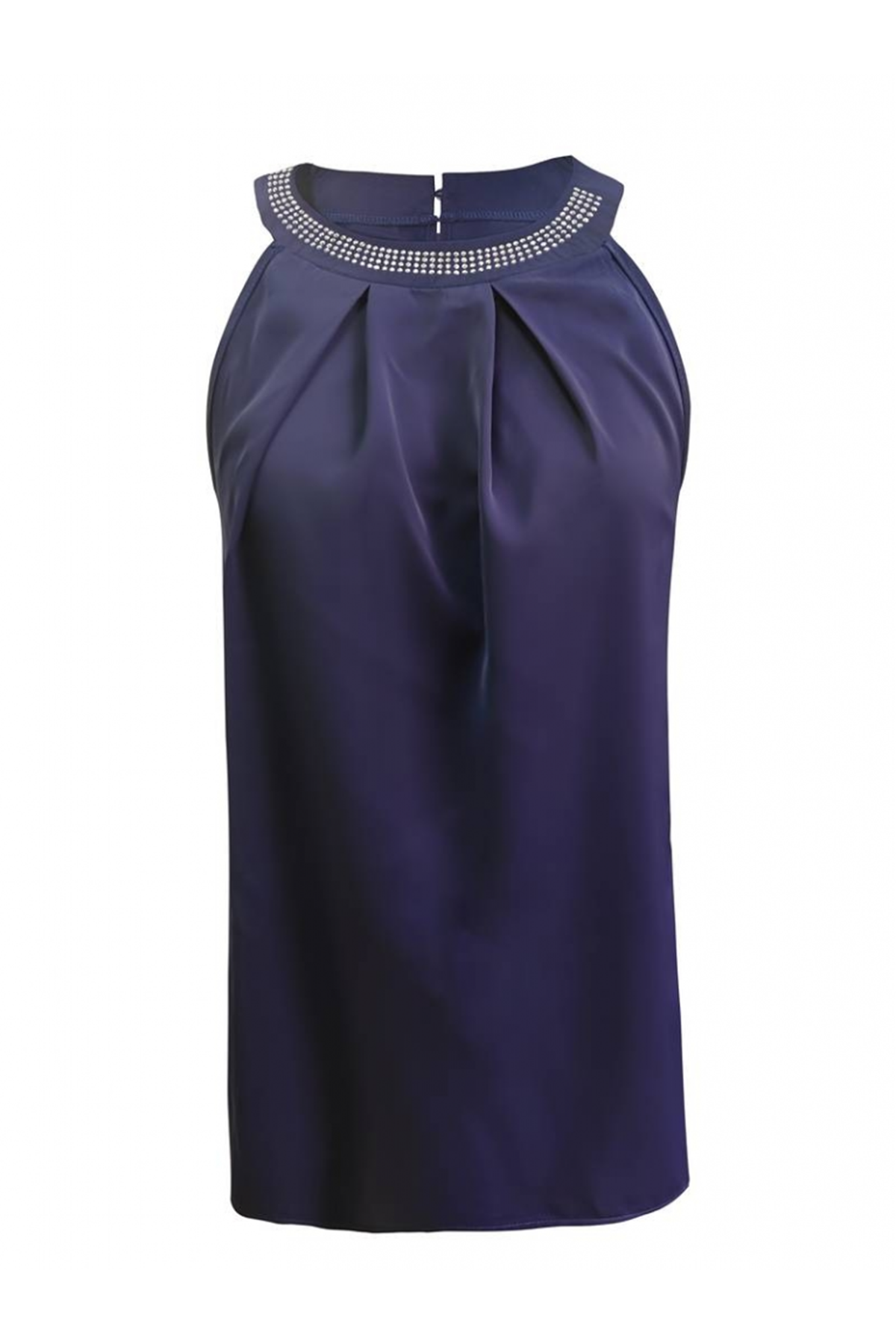 Yakası Taş Önü Pile Detay Halter Yaka Bluz