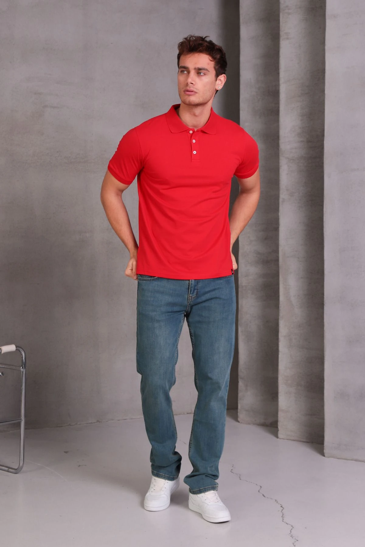 Erkek Slim Fit Pamuklu Yumuşak Doku Nefes Alan Kumaş Yakalı Tişört