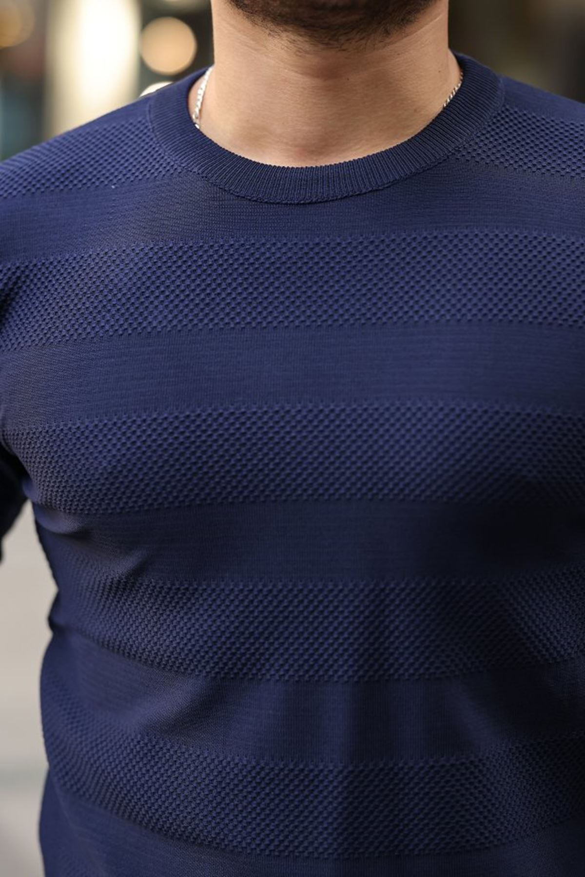 Erkek Bisiklet Yaka Uzun Kollu Triko