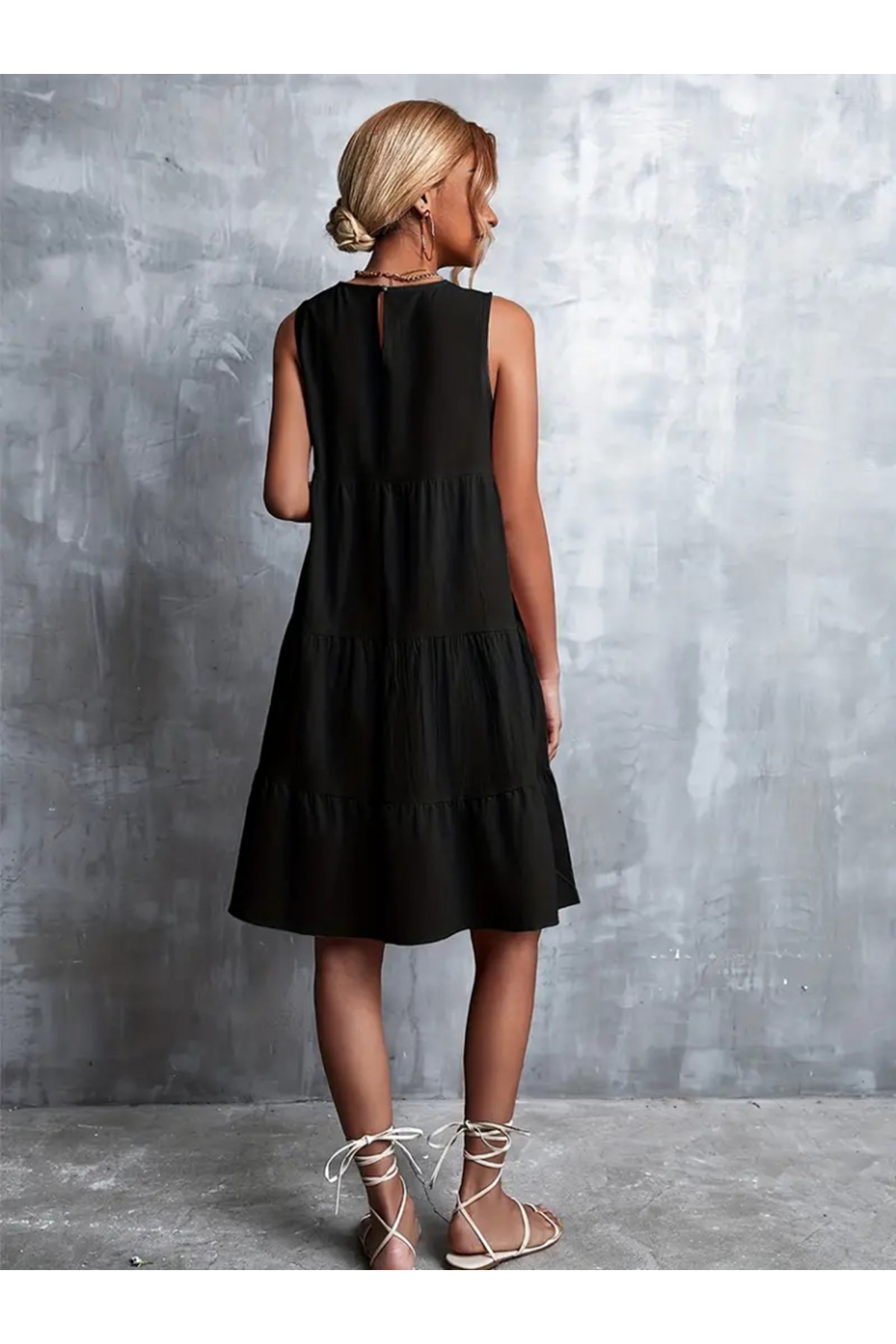 Kadın Sıfır Kol Bisiklet Yaka Aerobin Elbise