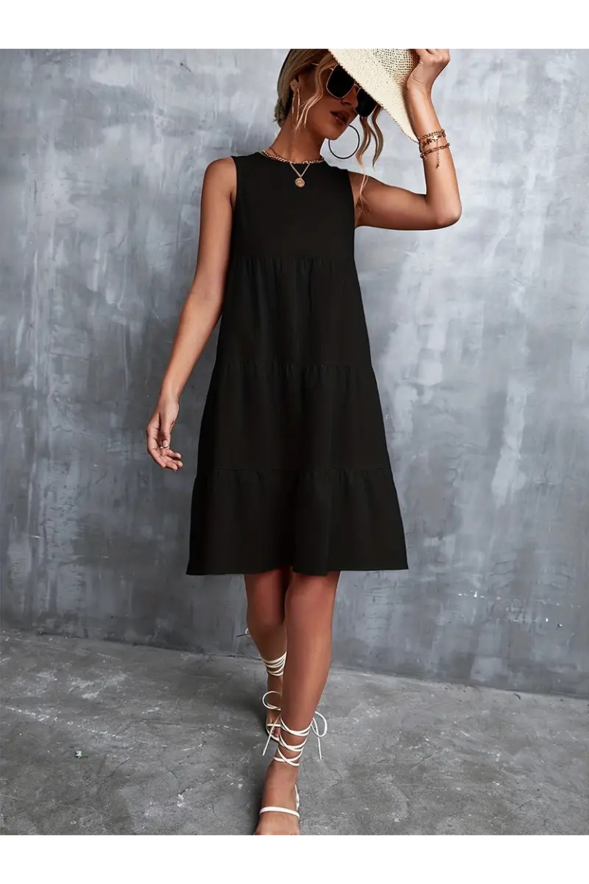 Kadın Sıfır Kol Bisiklet Yaka Aerobin Elbise