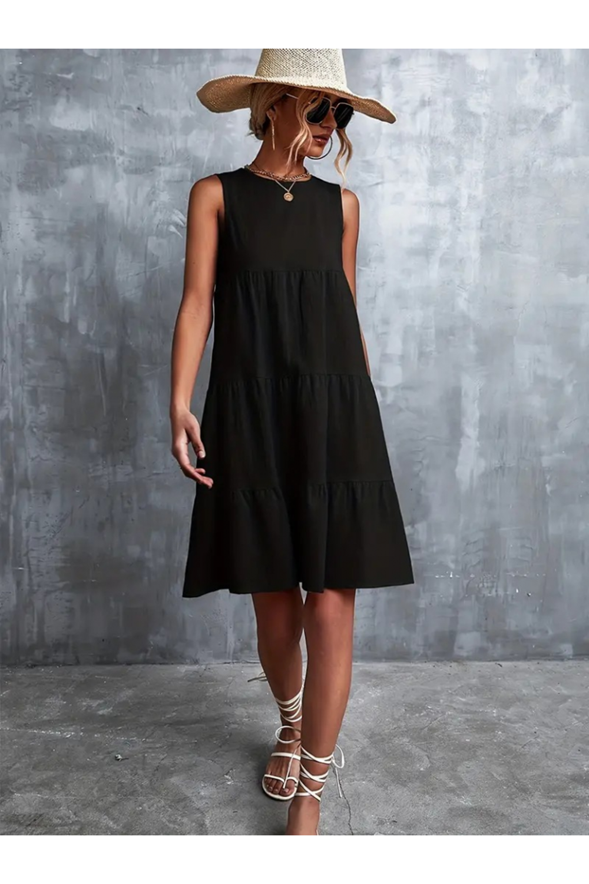 Kadın Sıfır Kol Bisiklet Yaka Aerobin Elbise