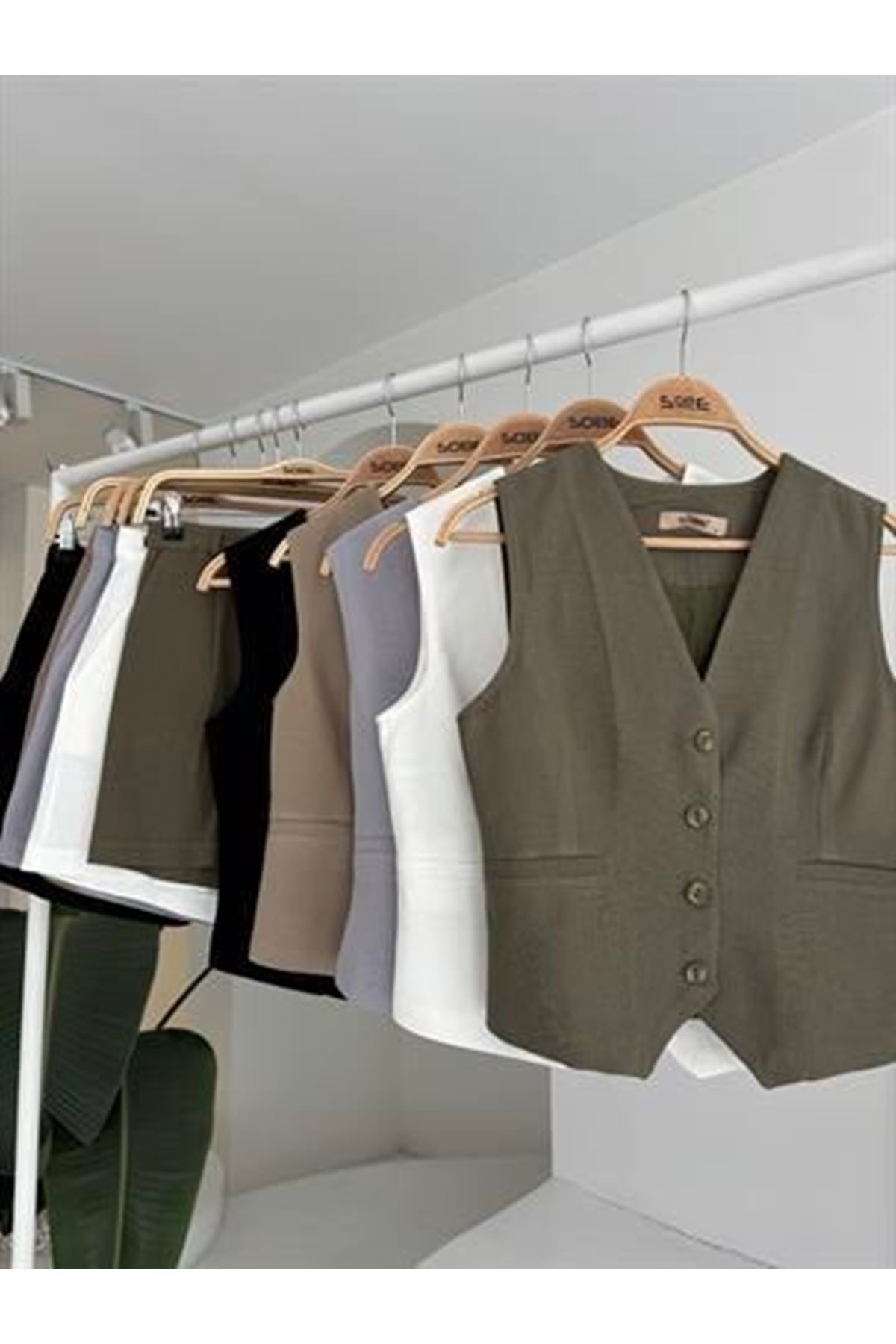 Yelek Şort Flamlı Keten Takım 10133-17