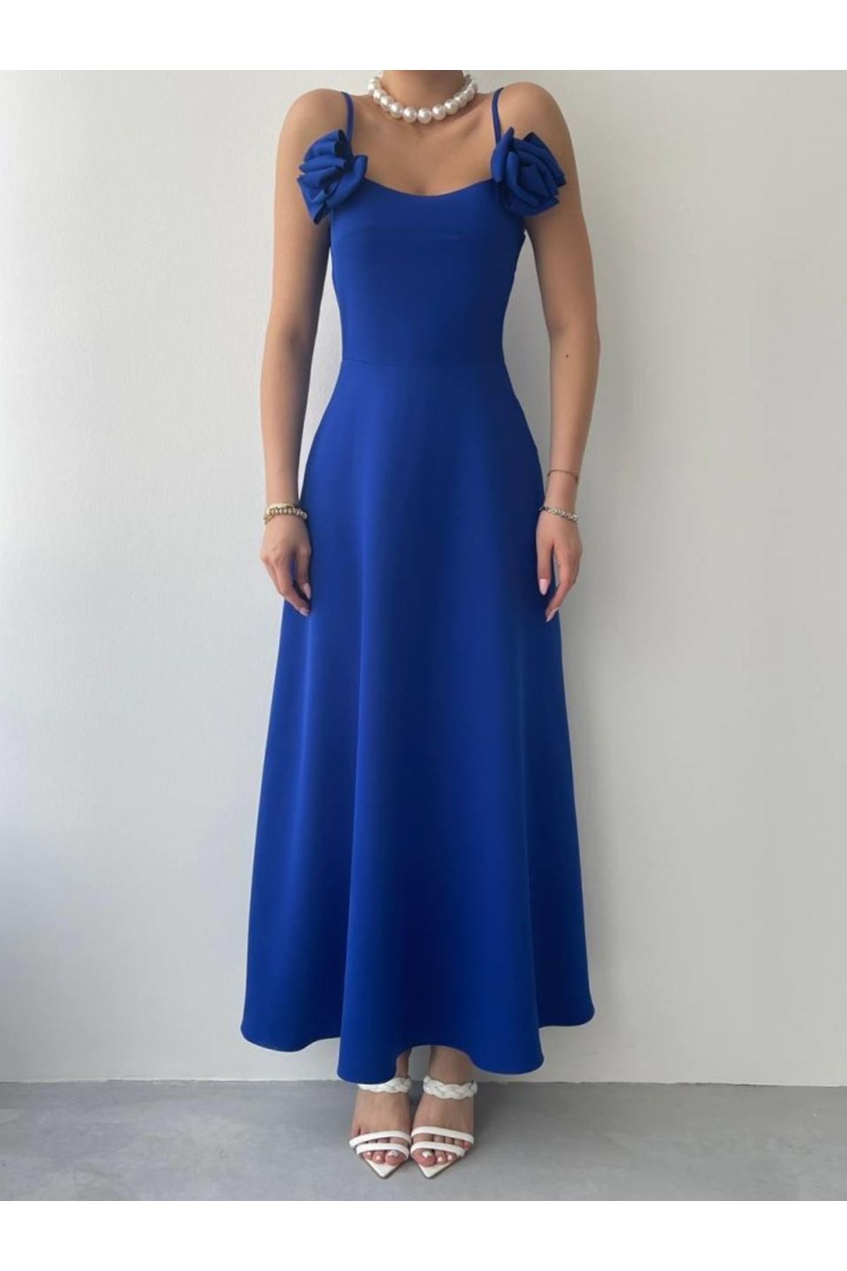 Matilda Gül İp Askılı Elbise