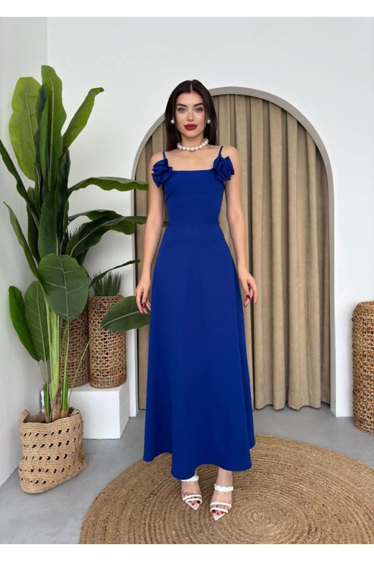 Matilda Gül İp Askılı Elbise