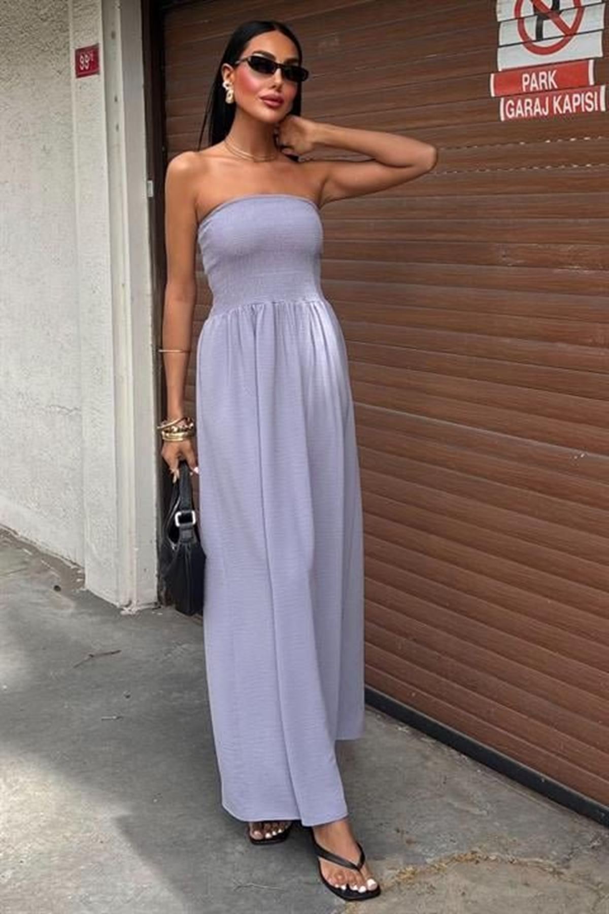 Göğsü Gipeli Straplez Elbise 2878