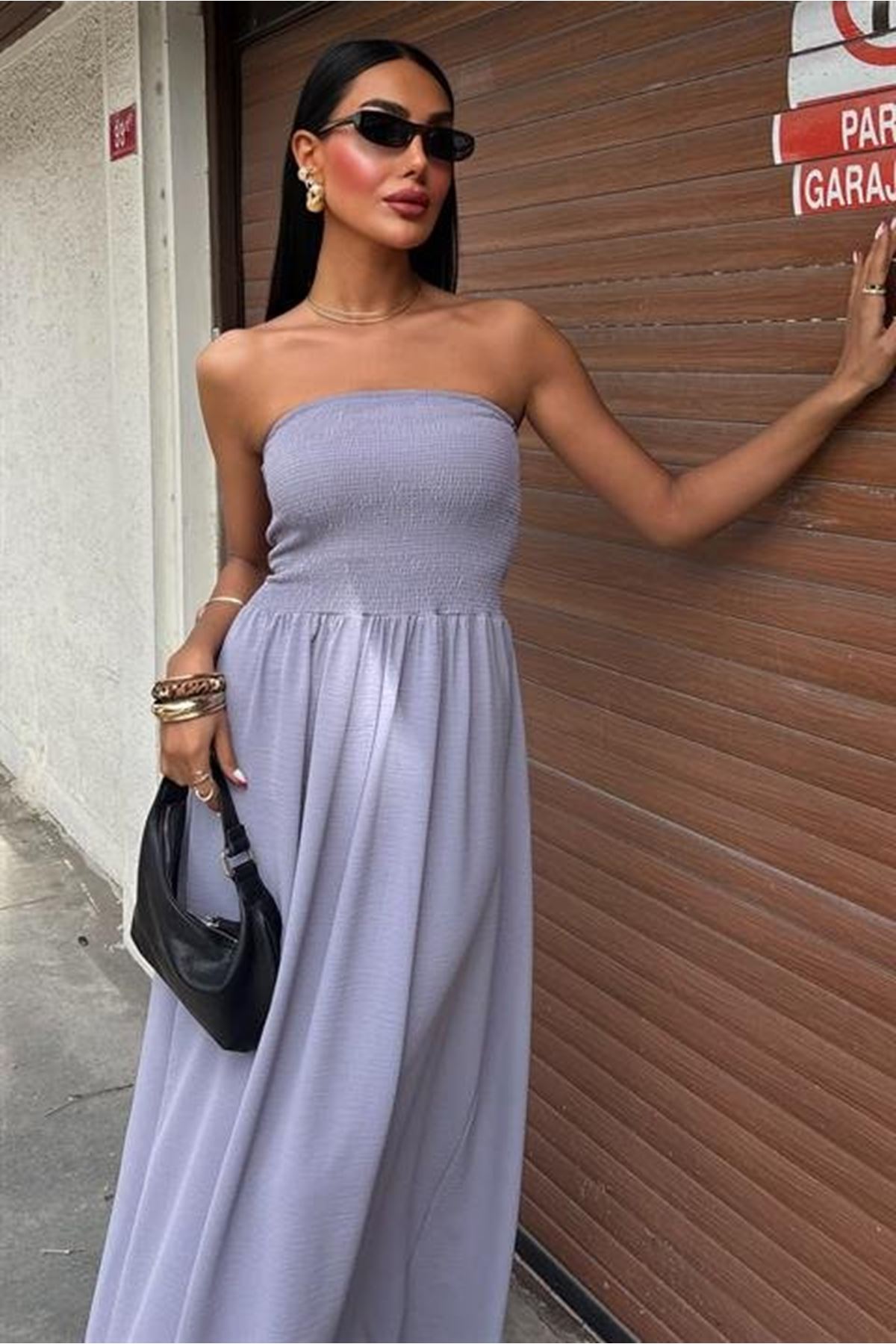 Göğsü Gipeli Straplez Elbise 2878