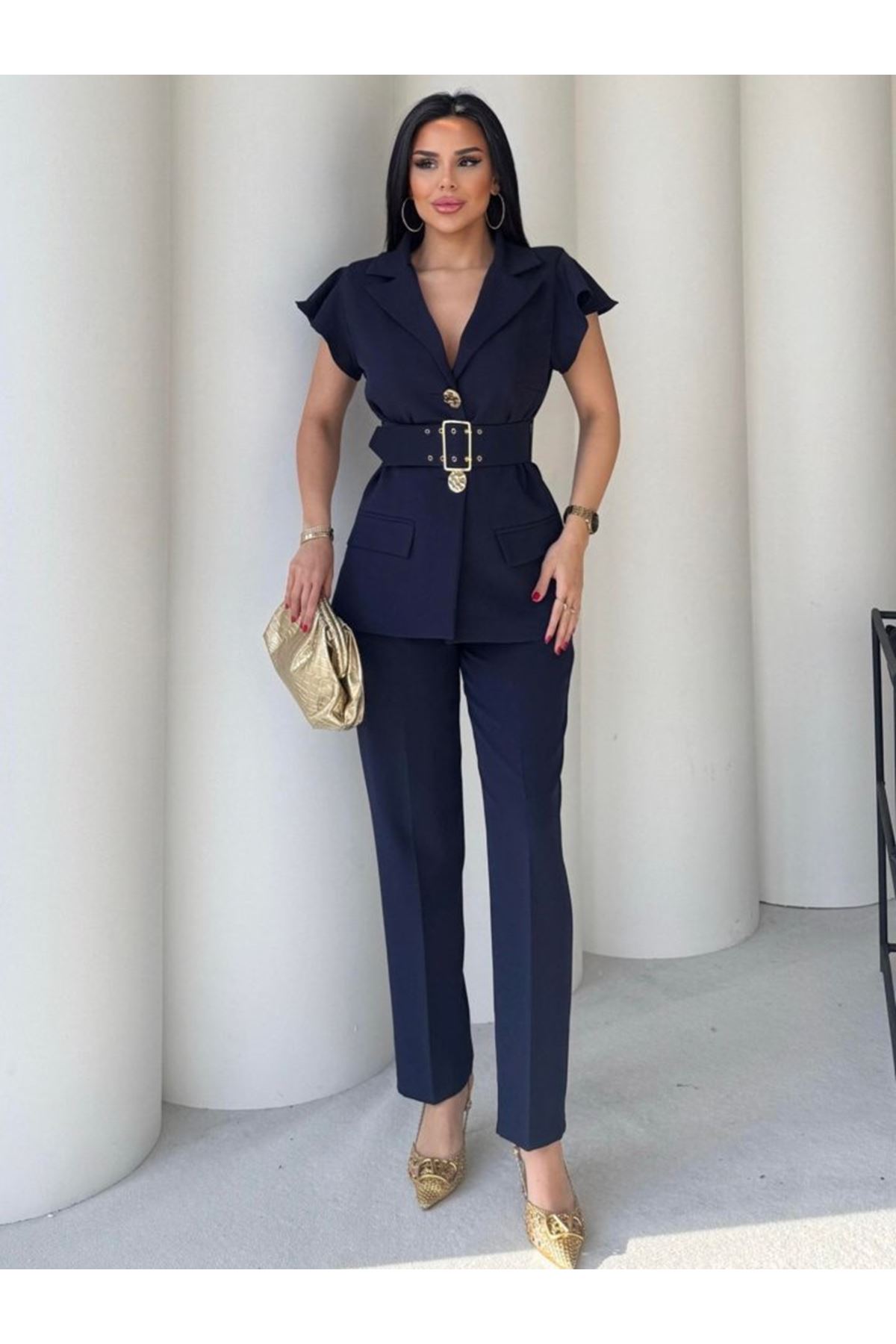 Vatkalı Yelek Pantolon İkili Takım