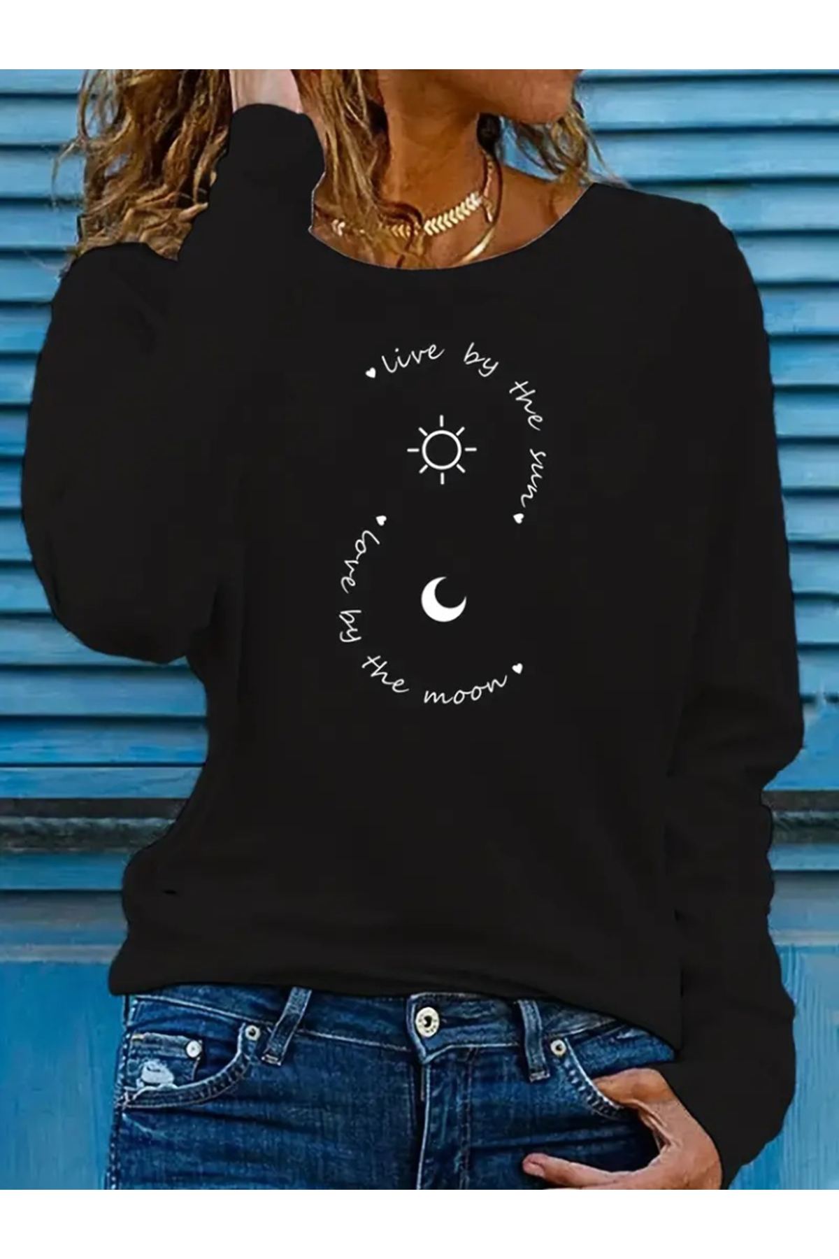 Kadın Uzun Kollu Bisiklet Yaka Desenli Viskon Bluz