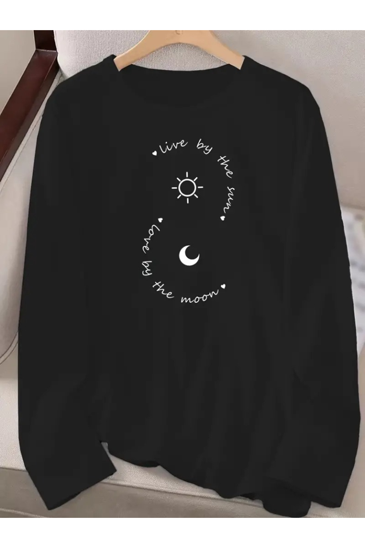 Kadın Uzun Kollu Bisiklet Yaka Desenli Viskon Bluz