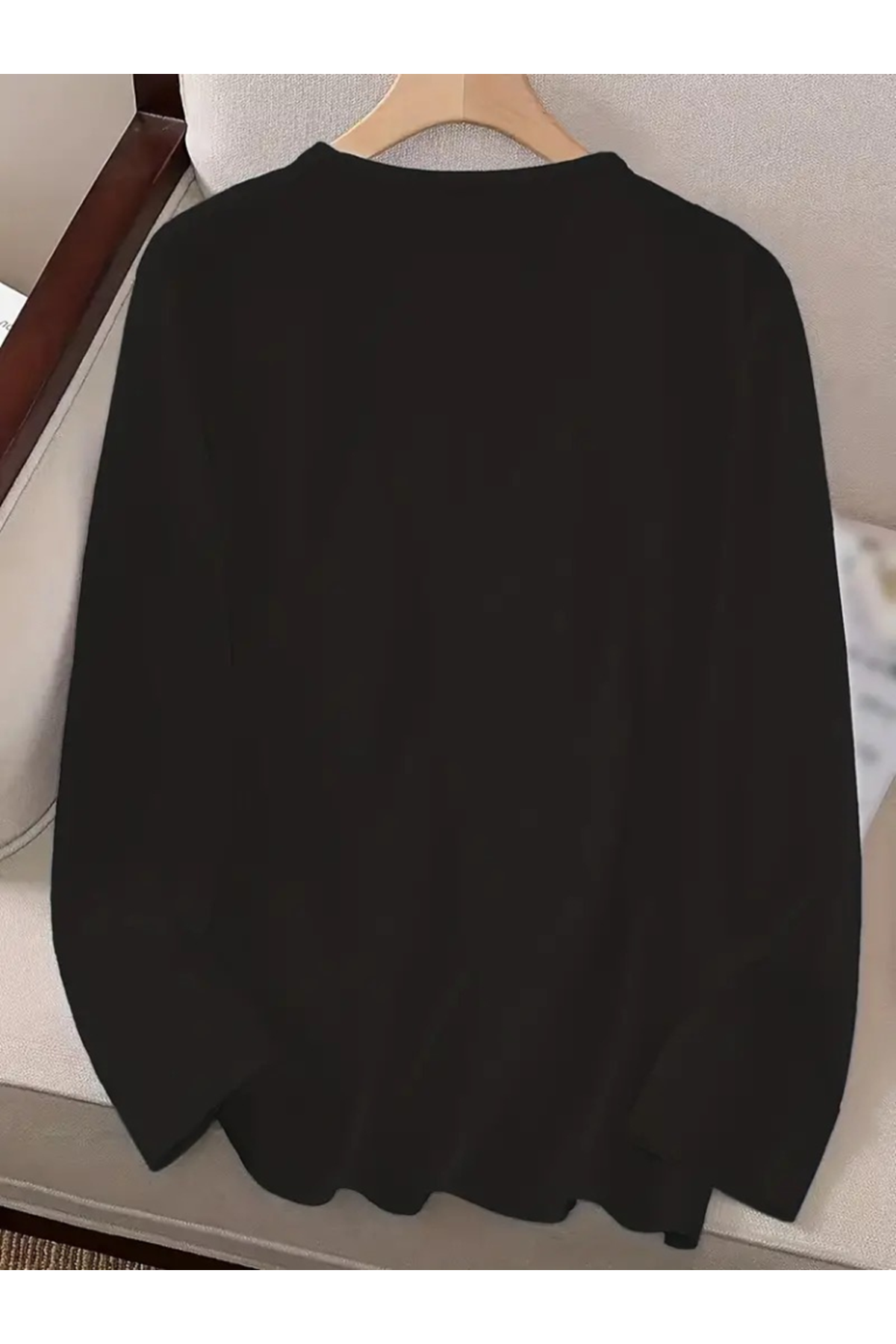 Kadın Uzun Kollu Bisiklet Yaka Desenli Viskon Bluz