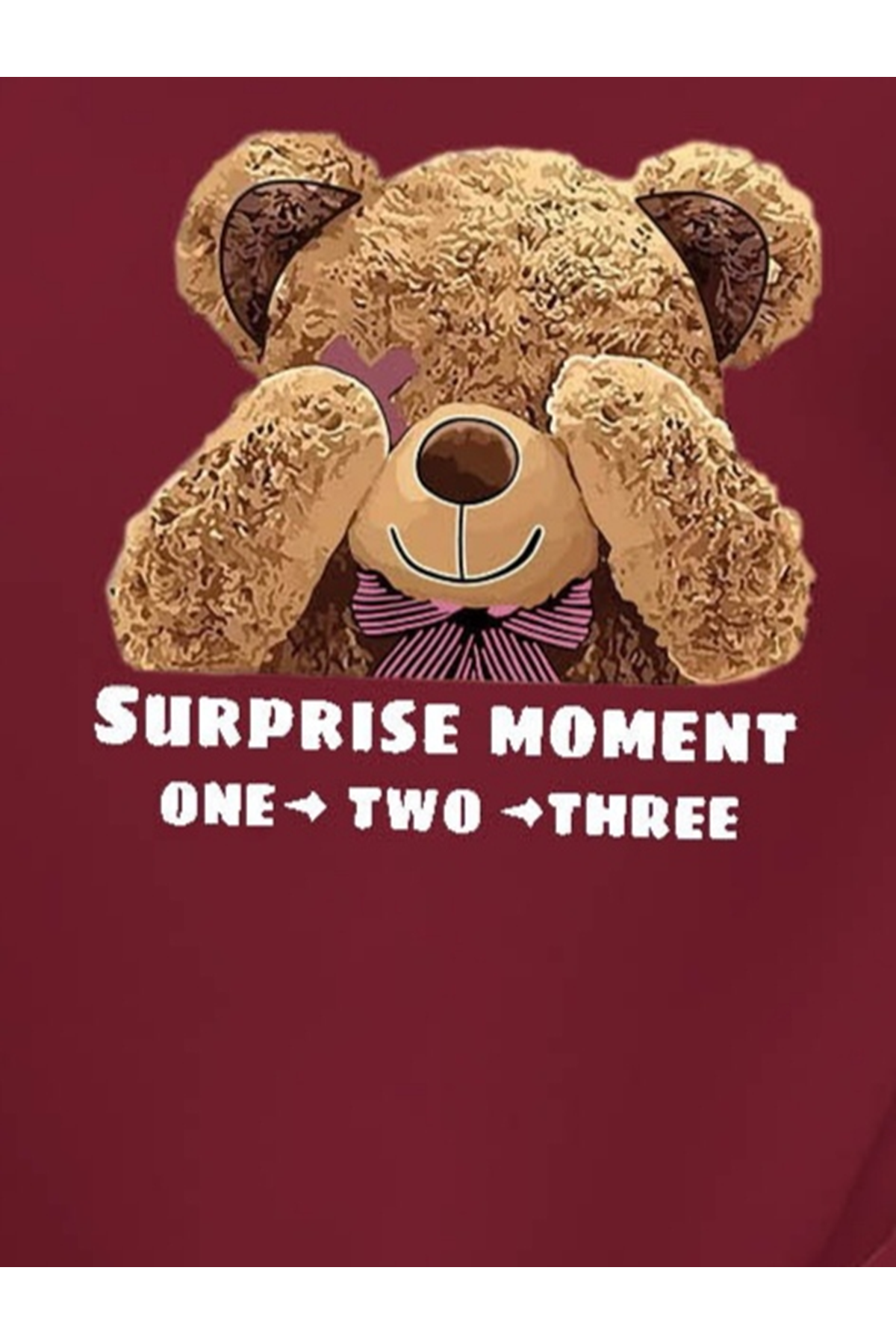 Kadın Uzun Kollu Bisiklet Yaka Ayıcık Desenli Viskon Iki Iplik Bluz