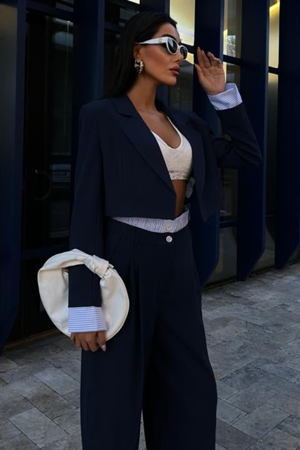 Garni Detaylı Crop Ceketli Takım 10075