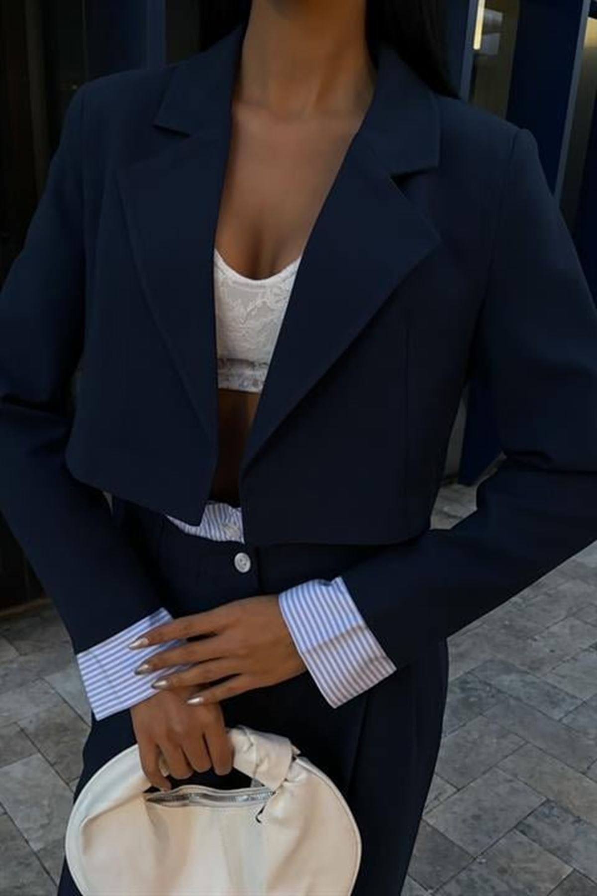 Garni Detaylı Crop Ceketli Takım 10075