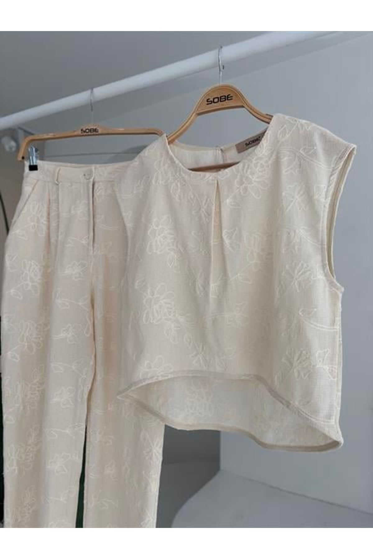 Shalina Süzüne Nakışlı Crop Takım 9796-08