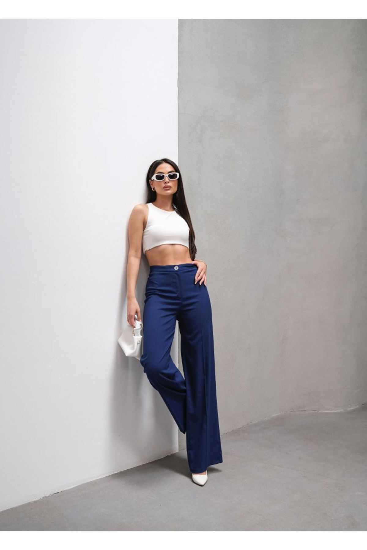 Yüksek Bel Straight Fit Palazzo Pantolon