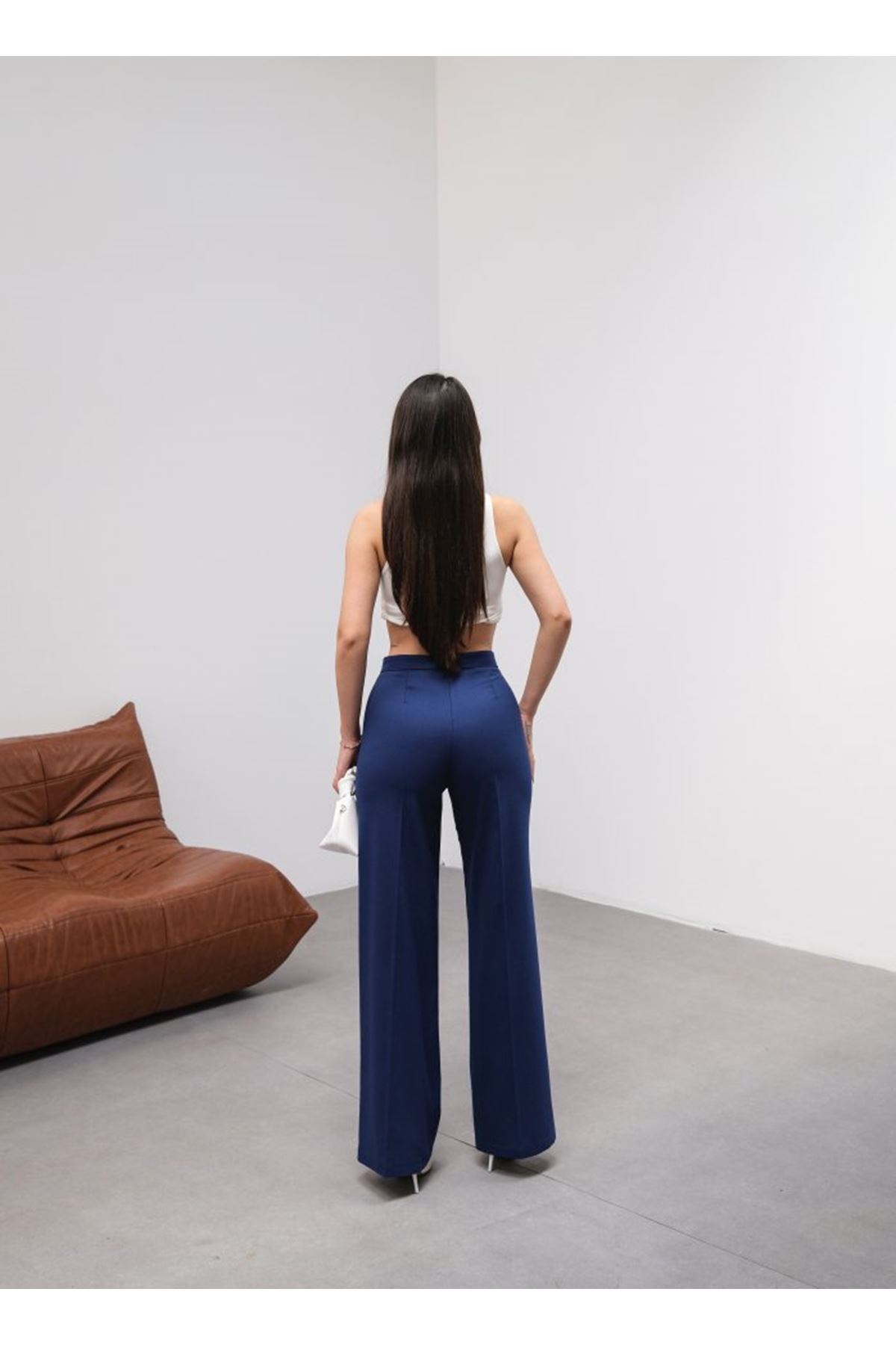Yüksek Bel Straight Fit Palazzo Pantolon