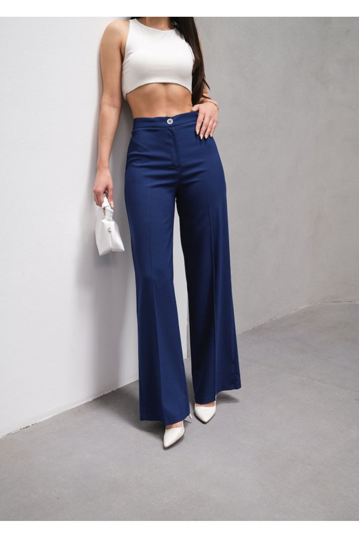Yüksek Bel Straight Fit Palazzo Pantolon