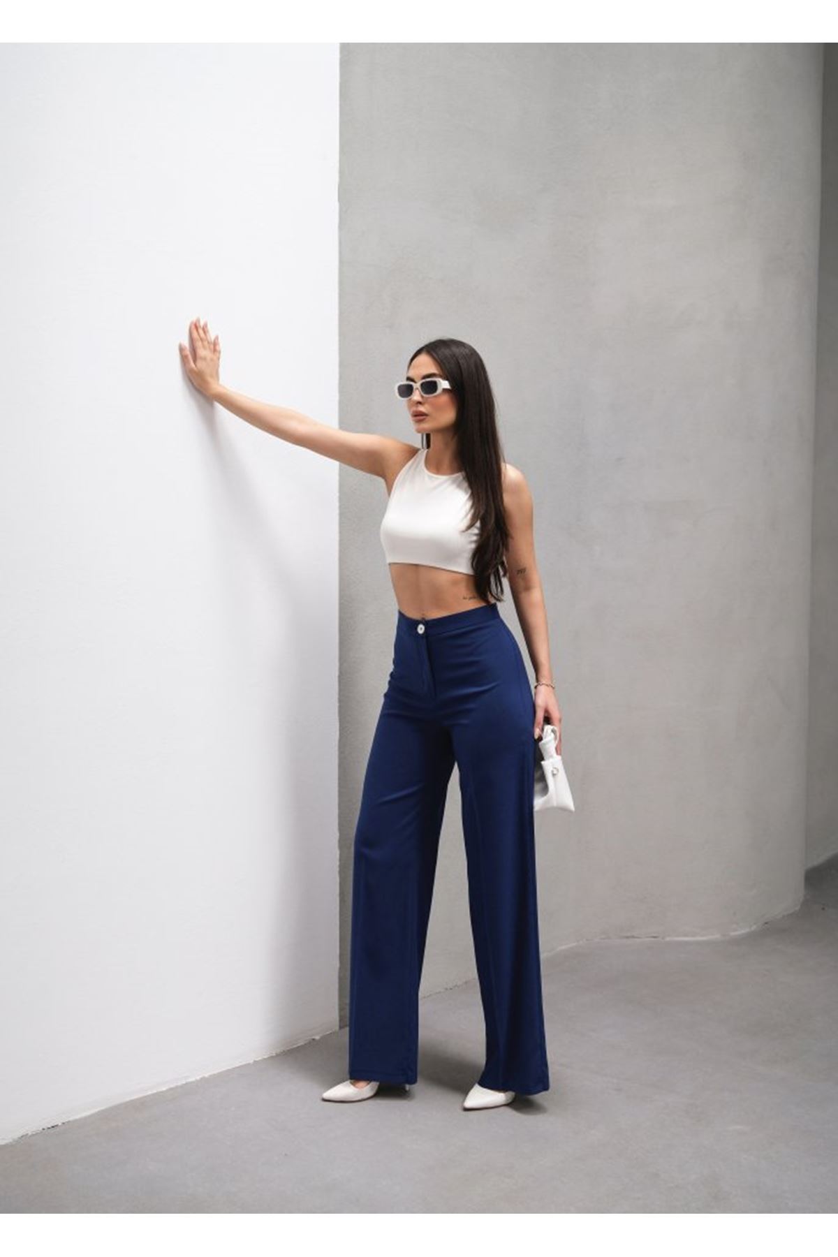 Yüksek Bel Straight Fit Palazzo Pantolon
