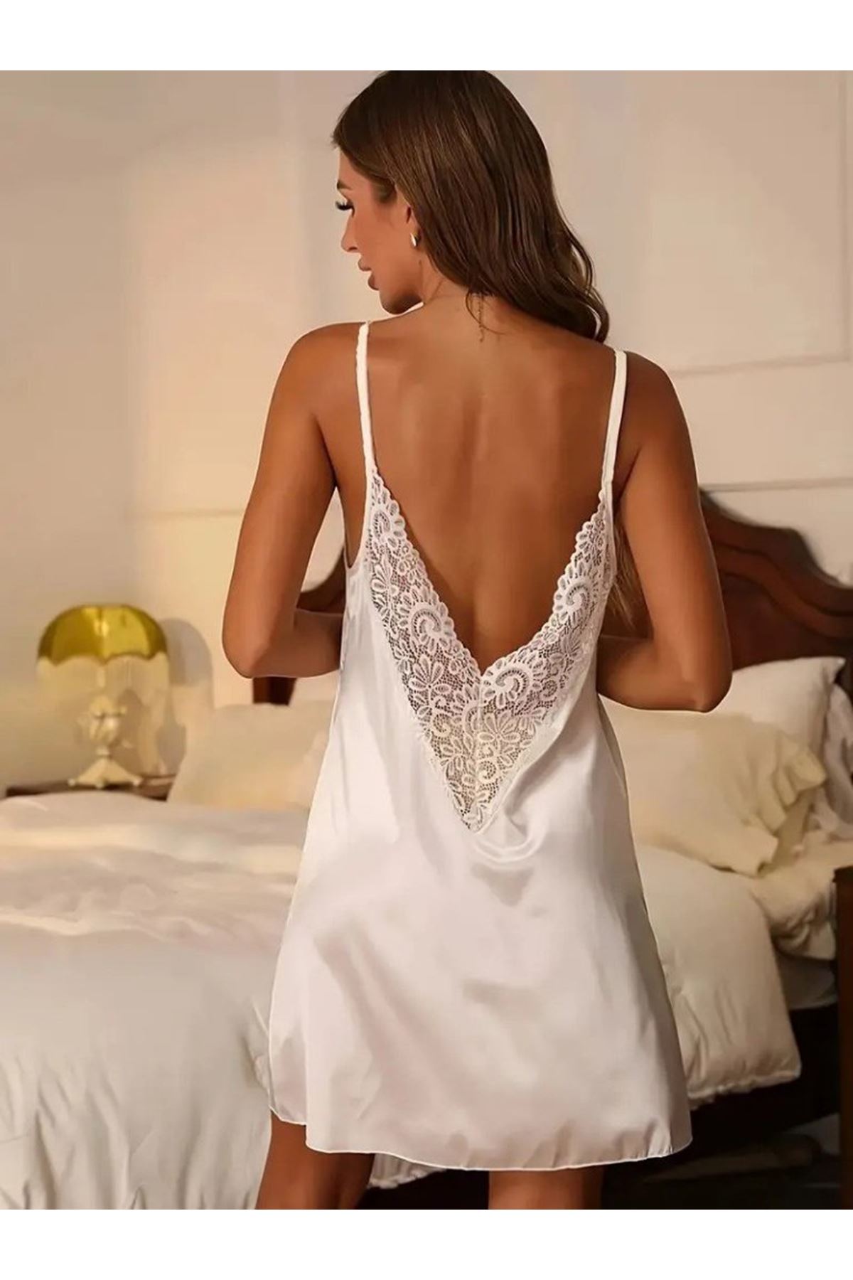 Kadın Ip Askılı Dantelli Sandy Gecelik