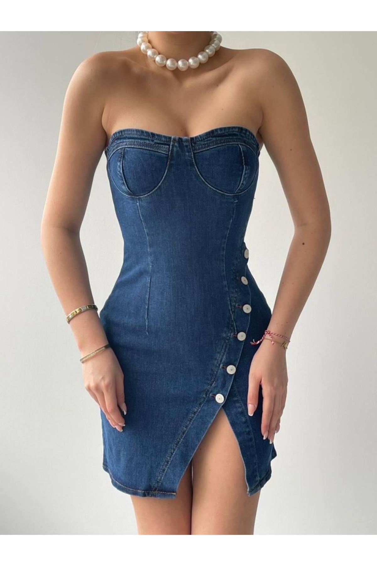 Nerg Düğme Detaylı Elbise