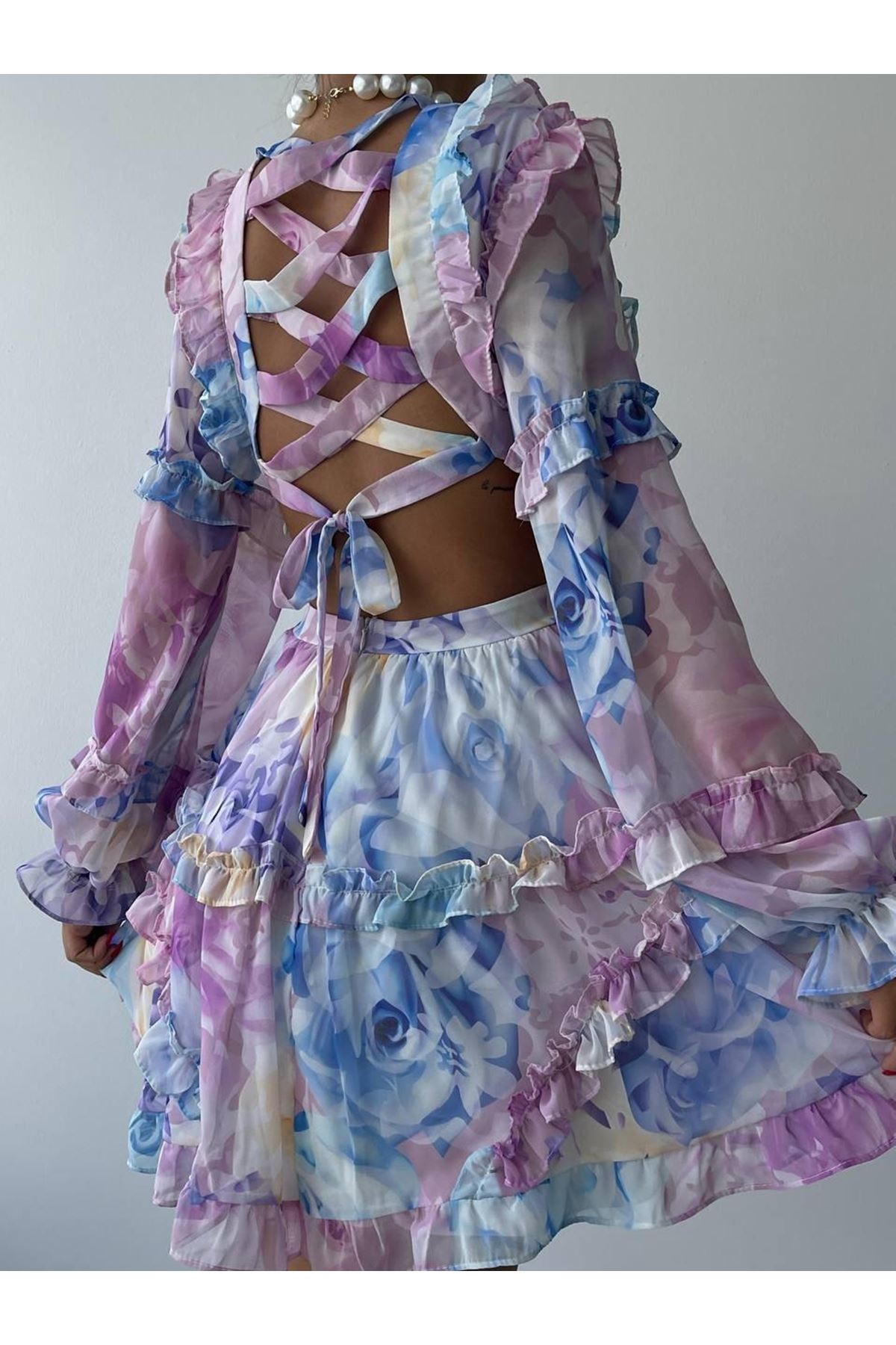 Avellino Sırt Dekolteli Elbise