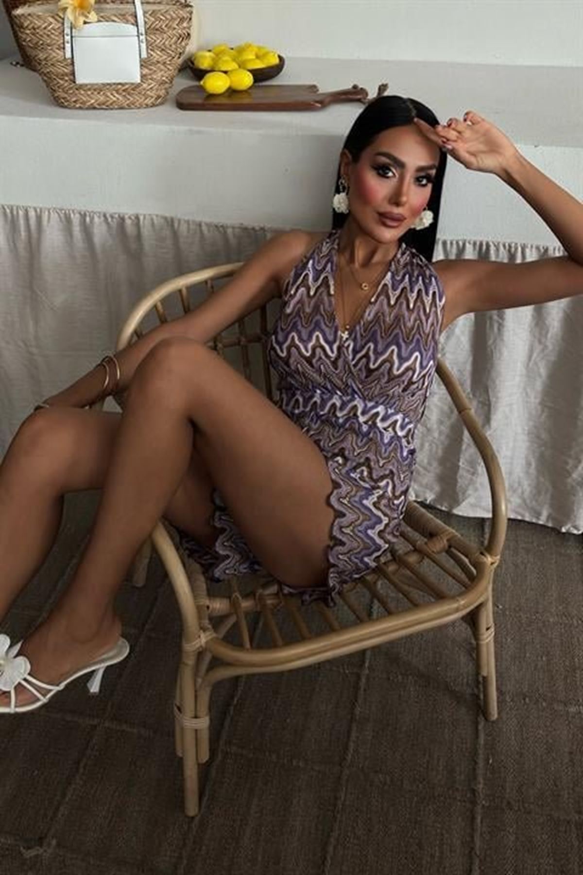 Zikzak Desenli Multi Renk Geçişli Mini Tulum 1365