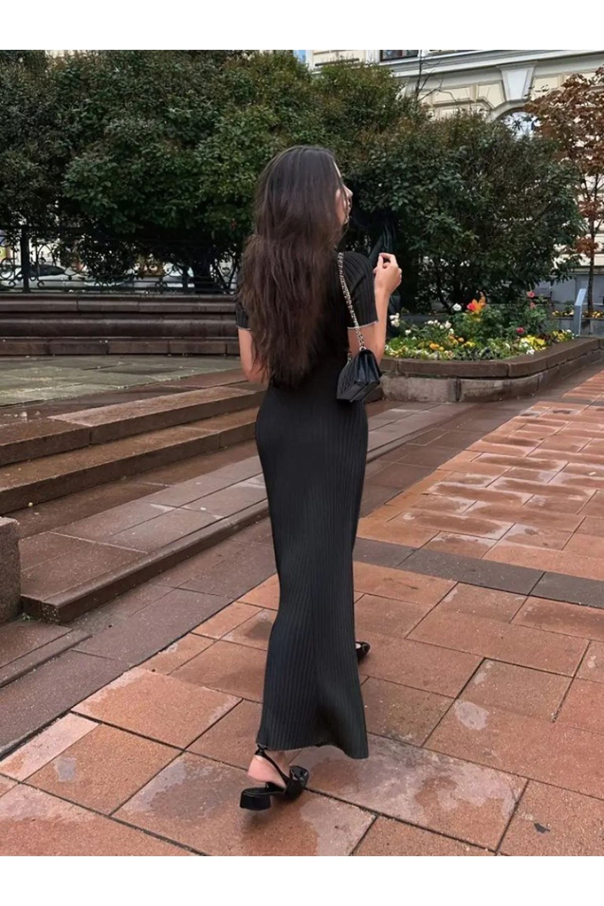 Kadın Kısa Kollu Yakalı önden Düğmeli Maxi Triko Elbise