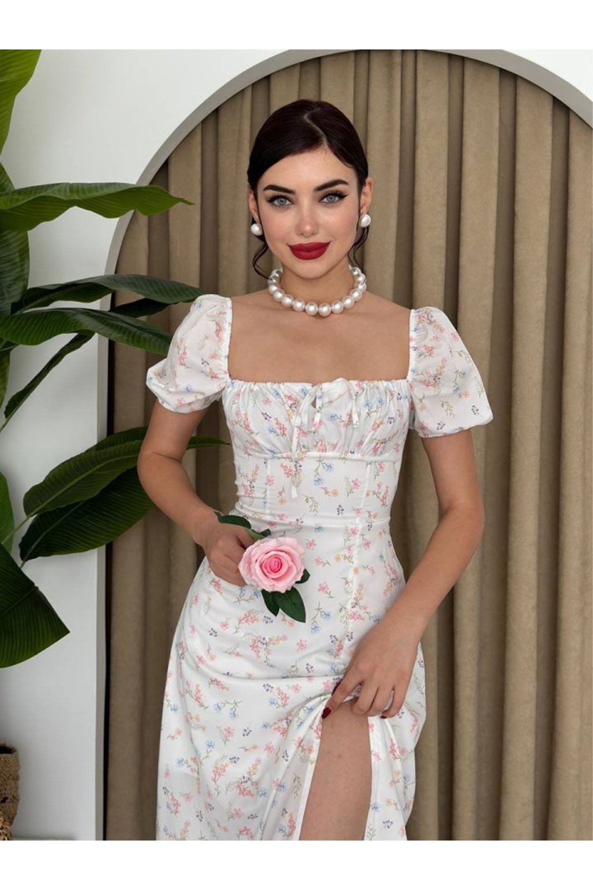 Zeze Balon Kol Elbise