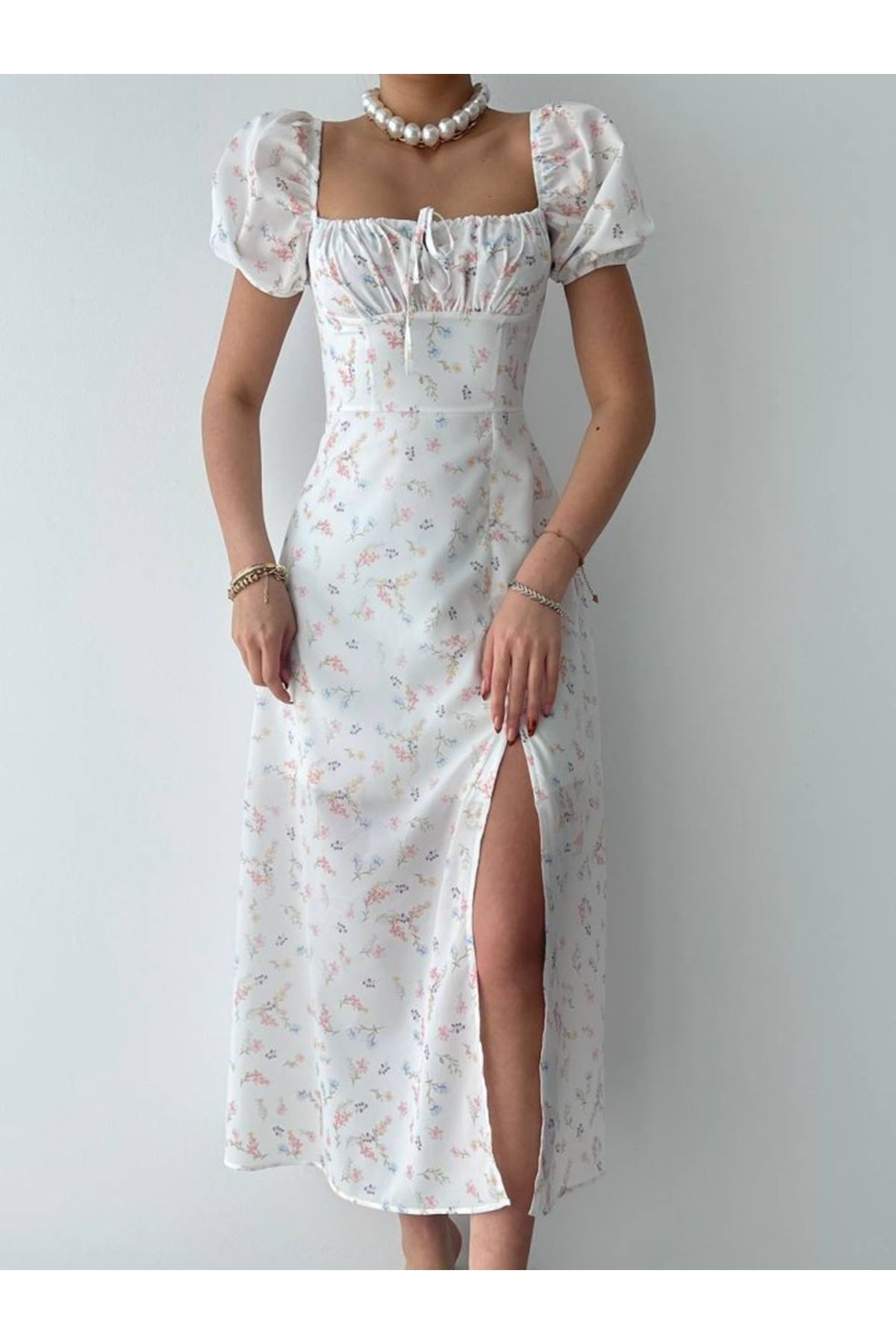 Zeze Balon Kol Elbise