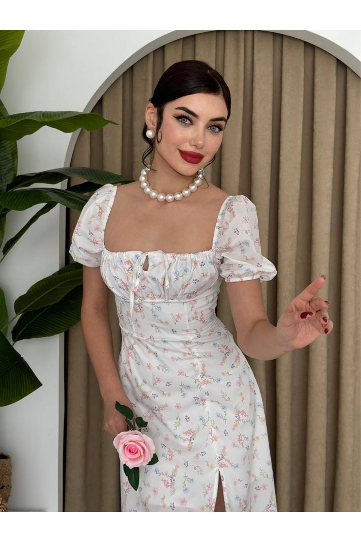 Zeze Balon Kol Elbise