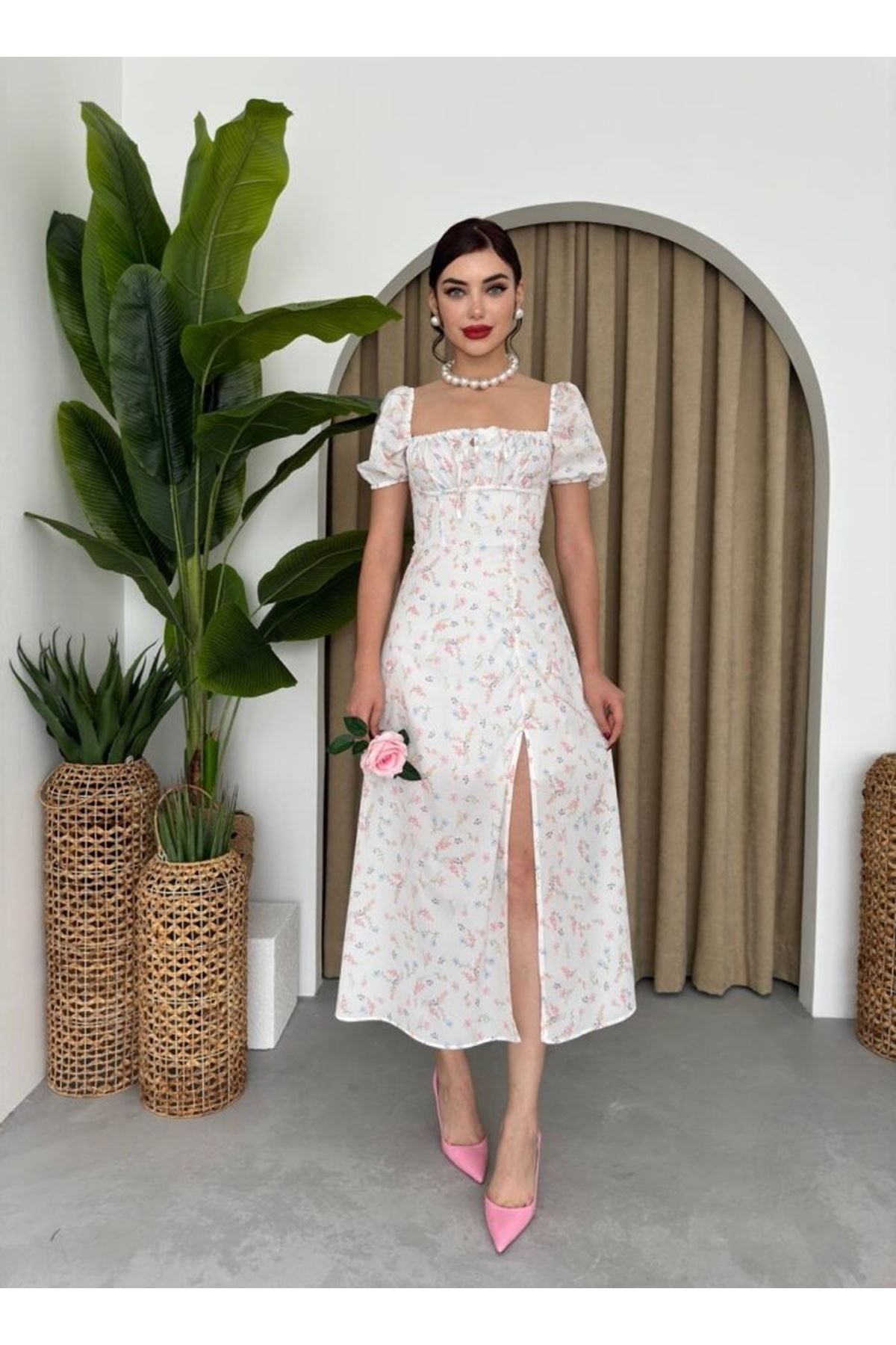 Zeze Balon Kol Elbise