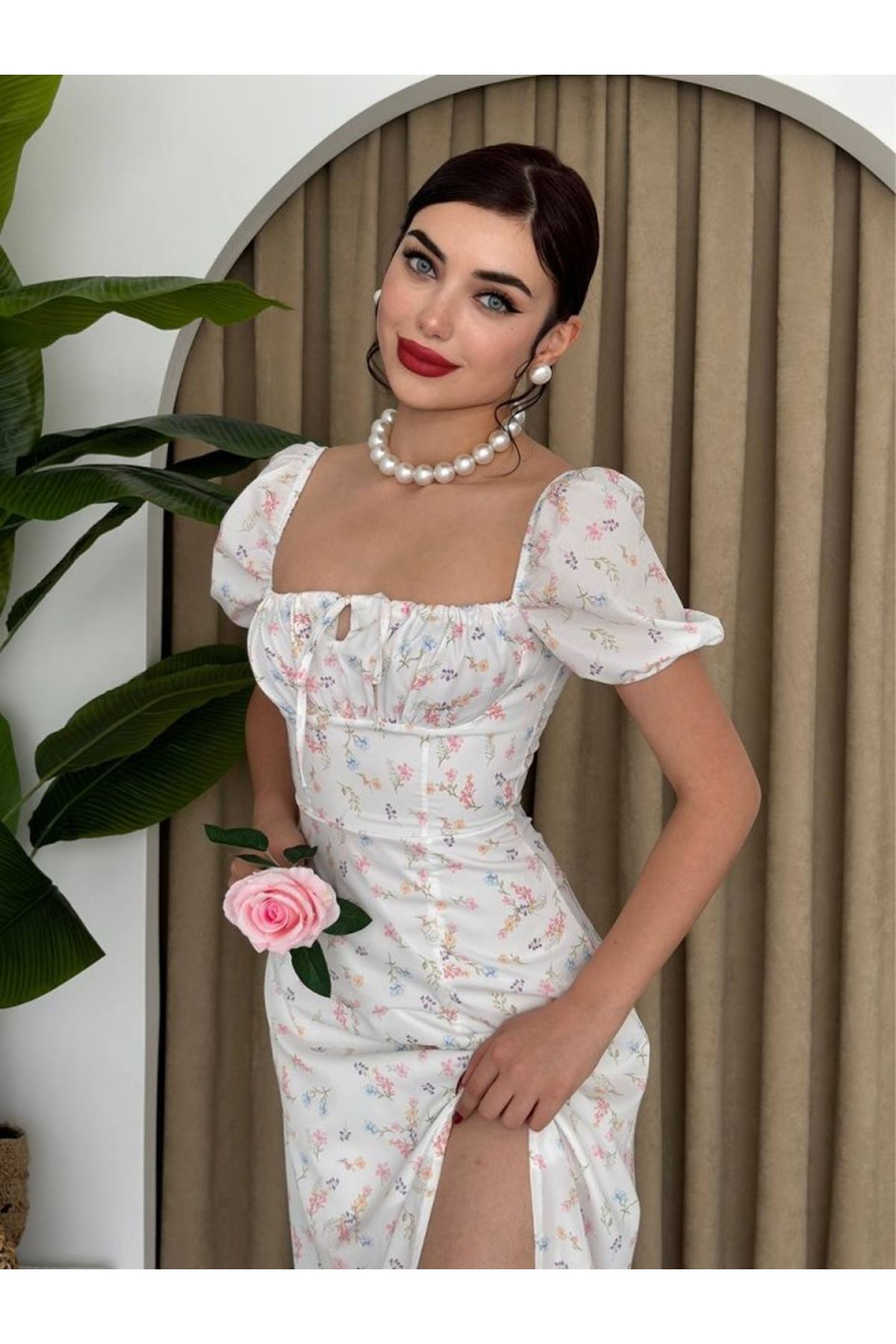 Zeze Balon Kol Elbise