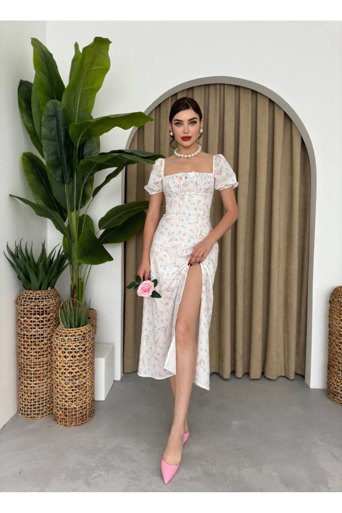 Zeze Balon Kol Elbise