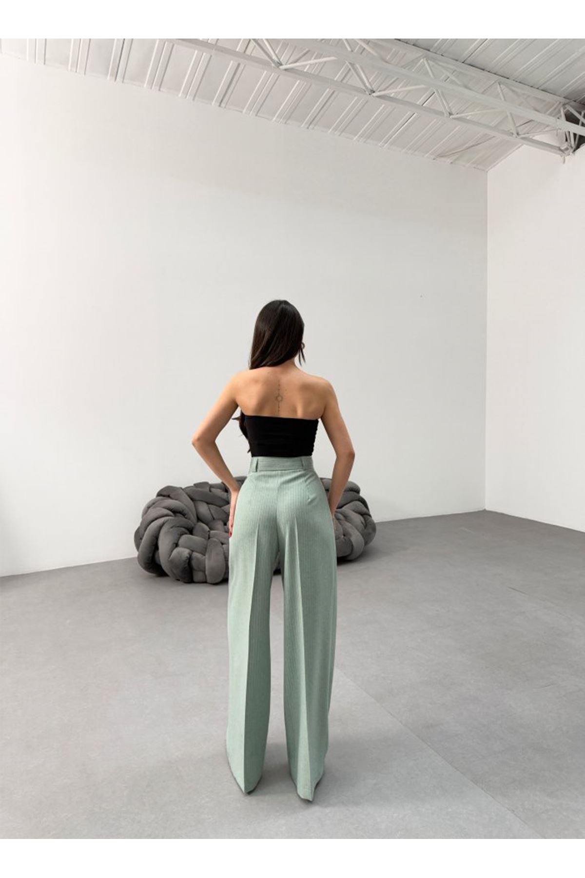 Sante Çi̇zgi̇li̇ Bel Kuşakli Palazzo Pantolon