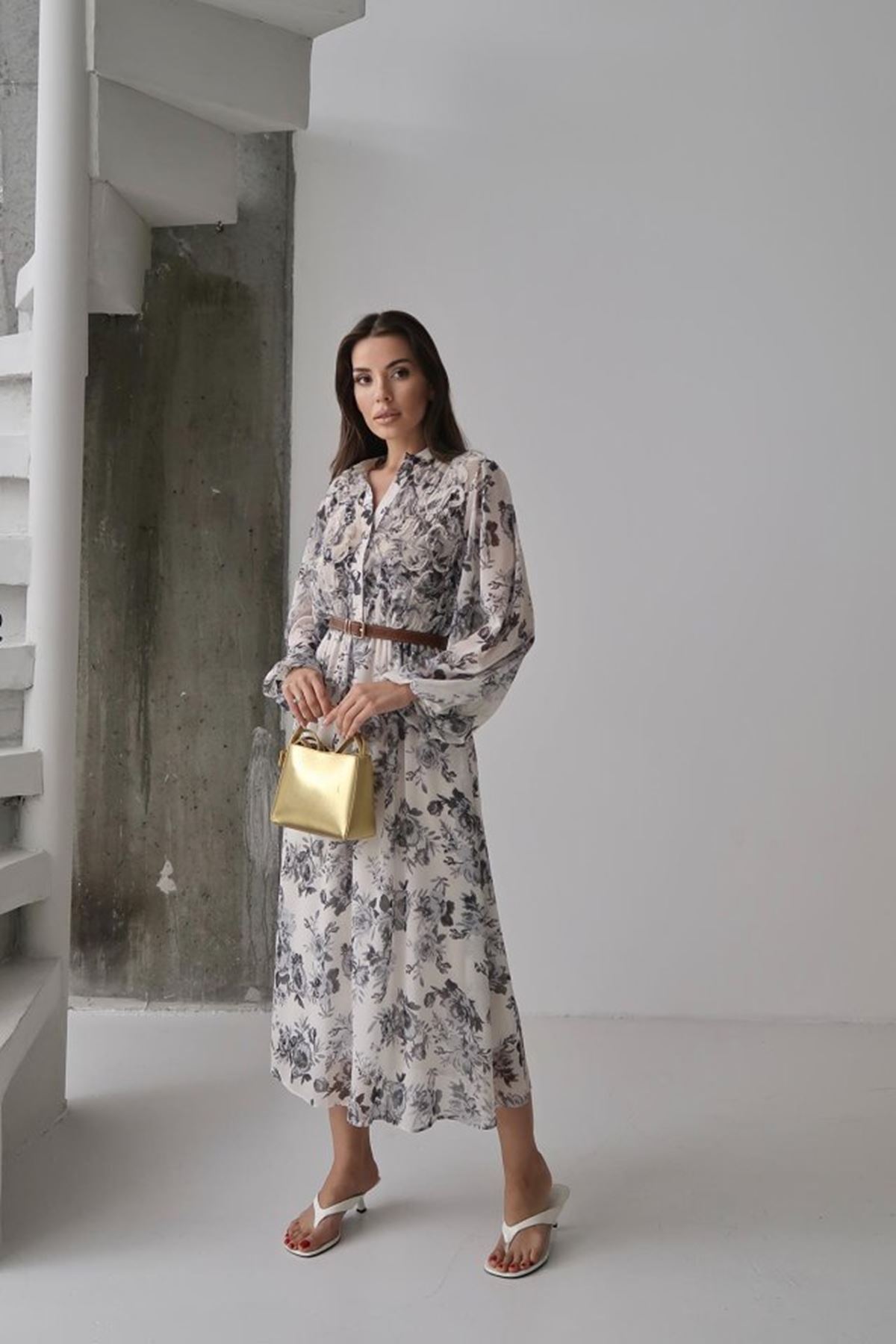 Siyah Biye Detaylı Elbise