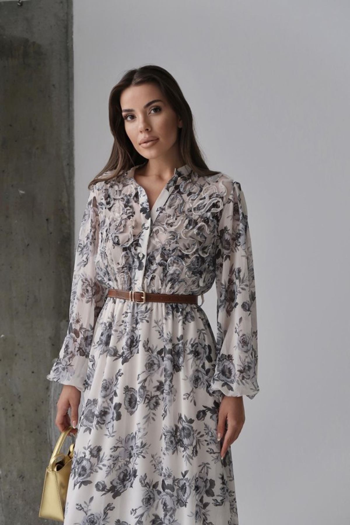 Siyah Biye Detaylı Elbise