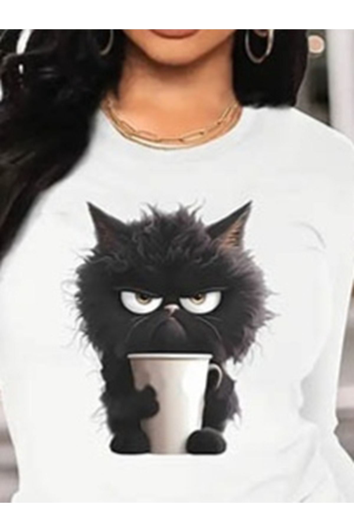 Kadın Uzun Kollu Bisiklet Yaka Baskılı Viskon Bluz