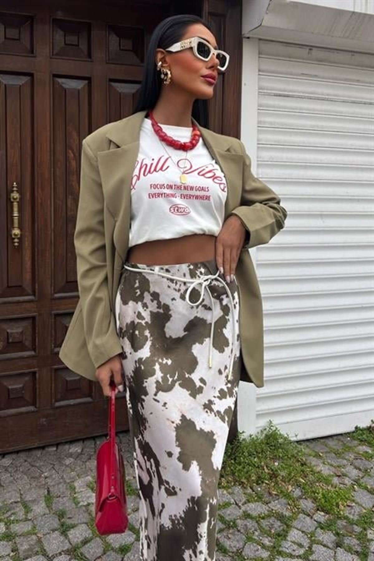 İnce Deri Kemerli Chanel Saten Etek 4050