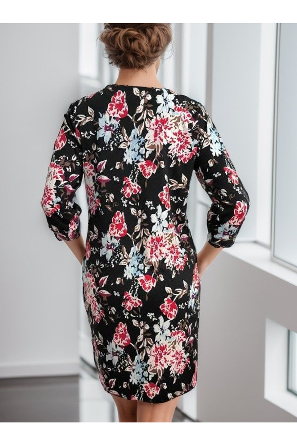 Kadın Uzun Kollu Bisiklet Yaka Dalgıç Mini Boy Elbise