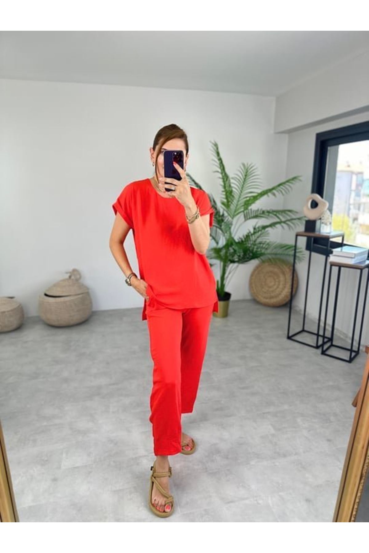 Kadın Bisiklet Yaka Paça Pensli Aerobin Kumaş İkili Takım