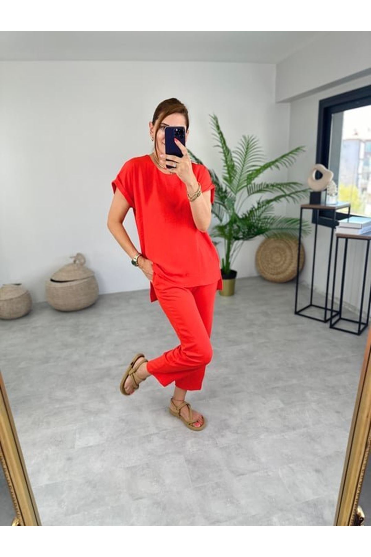 Kadın Bisiklet Yaka Paça Pensli Aerobin Kumaş İkili Takım