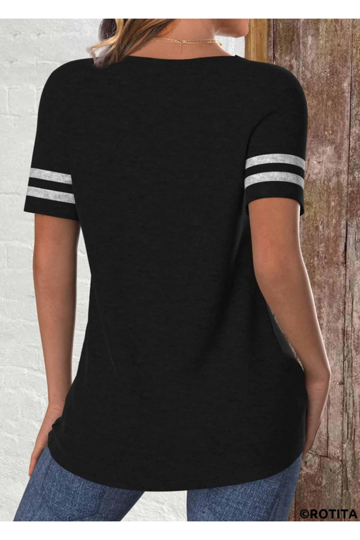 Kadın Kısa Kollu Bisiklet Yaka çift Renkli Viskon Bluz