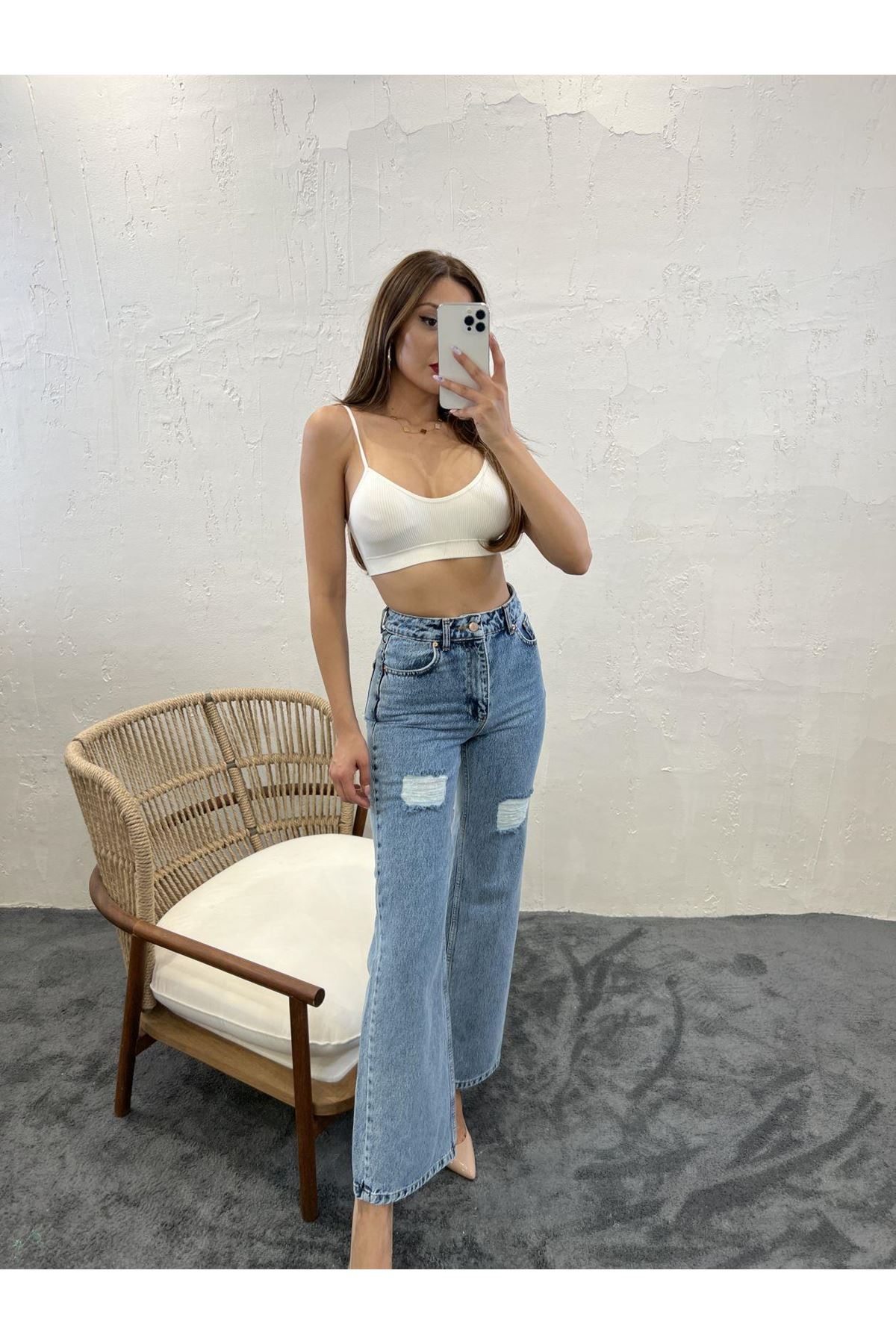 6373 DENİM SLIM PALAZZO FIT-MAVİ