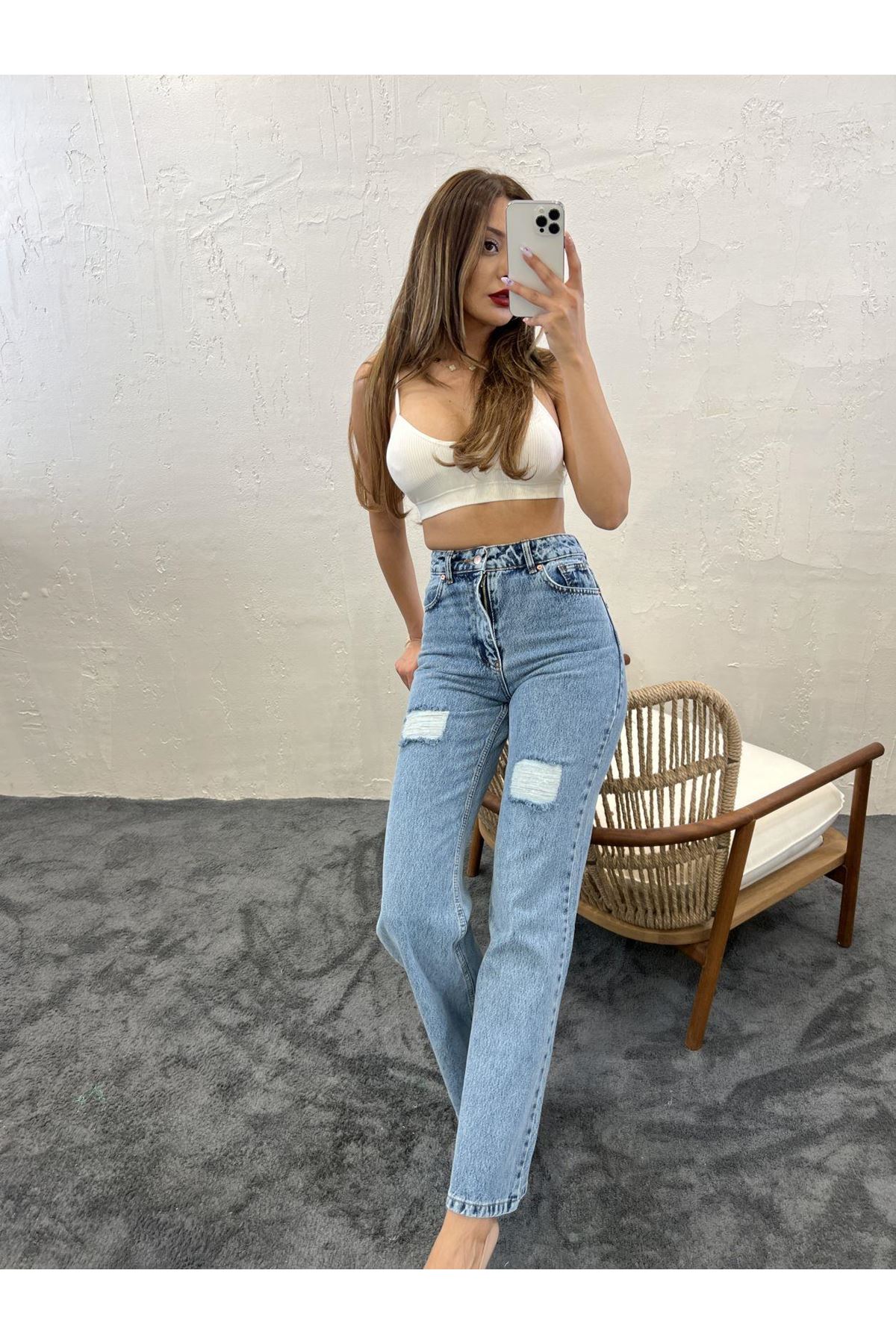 6373 DENİM SLIM PALAZZO FIT-MAVİ